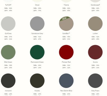 Colorsteel colour chart